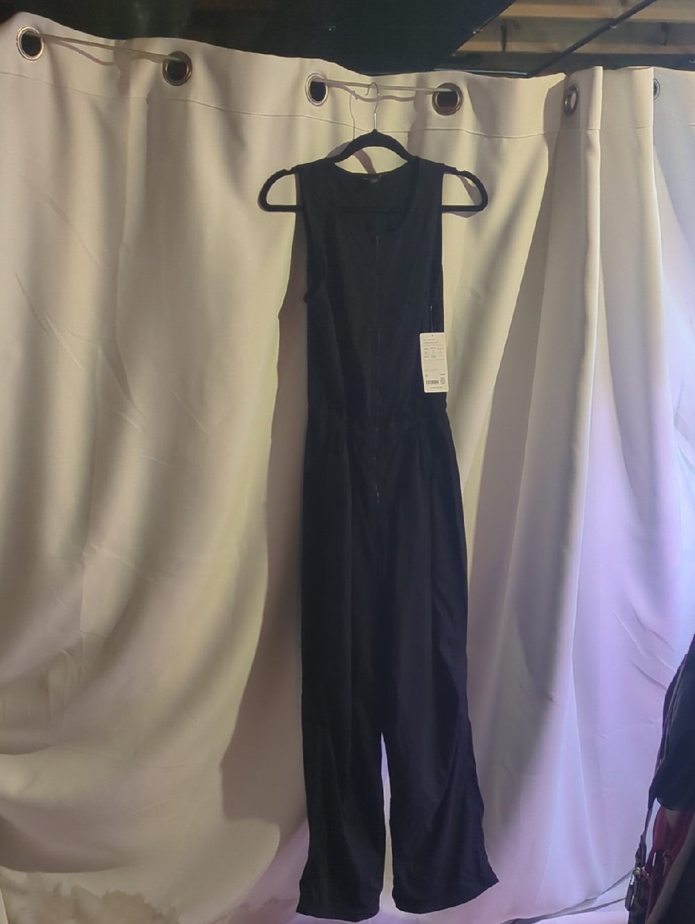 Athleta Black Sleeveless Zip-Front Jumpsuit